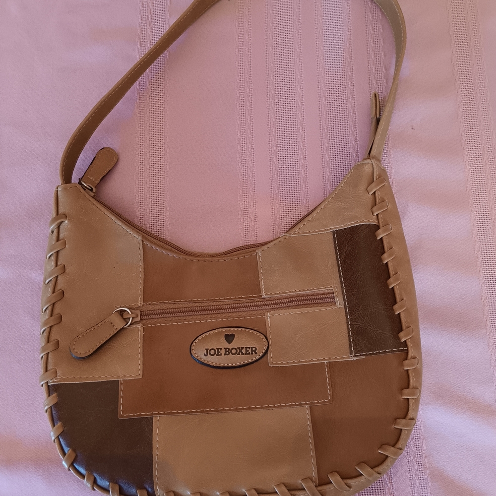 Joe Boxer Tan Patchwork Shoulder Bag